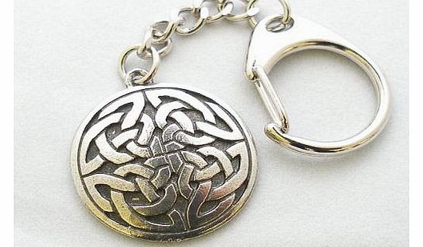 Celtic Interlaced Disc Key-ring, Keychain in English Pewter, Handmade