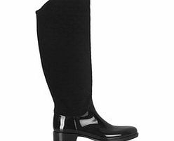 Black leather Wellington boots
