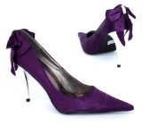 Holey Soles Garage Shoes - Durham - Womens High Heel Shoe - Purple Satin Size 7 UK
