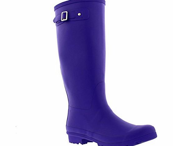 Womens Original Tall Snow Winter Waterproof Rain Wellies Wellington Boots - Purple - 5