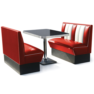 hollywood Booth Dining Set Red