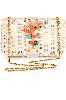 Hollywould Coral Wicker Clutch