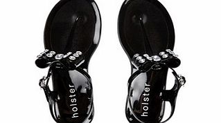 Black and crystal embellishment sandals