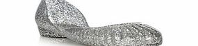 Holster Silver-tone glitter jelly flat pumps