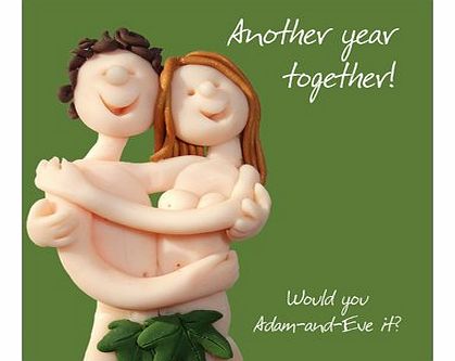 Holy Mackerel Anniversary card. Another year together! Would you Adam-and-Eve it? Blank inside for your own message.