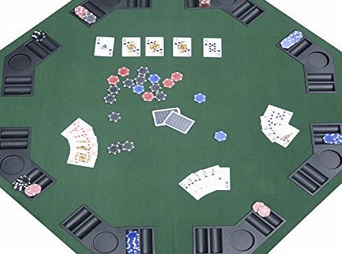 Homcom 1.2m/48`` Large Foldable Poker Table Casino Poker Blackjack Top 8 Players Tables with Poker Chip Trays and Drink Holders New
