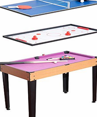 Homcom 3 in 1 Multi Games Table Billiards Pool Table Tennis Hockey Table Top With Accessories
