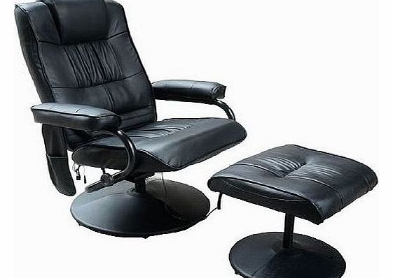 Deluxe Faux Leather Massage Recliner Chair Easy Sofa Armchair Beauty Couch Bed with Foot Stool Black