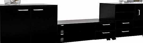 Homcom Living Room Mobile 3 Piece Trio Furniture Set TV Cabinet   Besides   Storage Chest Black New