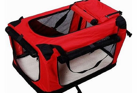 Homcom New Folding Fabric Soft Portable Pet Dog Cat Crate Puppy Kennel Cage Carrier House Large 27`` Red
