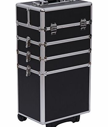 Professional 4 In 1 Aluminum Cosmetics Case Beauty Trolley Make Up Hairdressing Nail Manicure Box Bag (Pink)