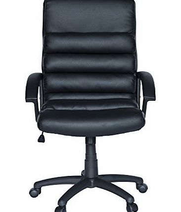 Homcom PU Leather Office Chair Height Adjustable 360 Degree Swivel Computer Chair Executive Furniture High Back Tilting Workstation with Arms (Black)