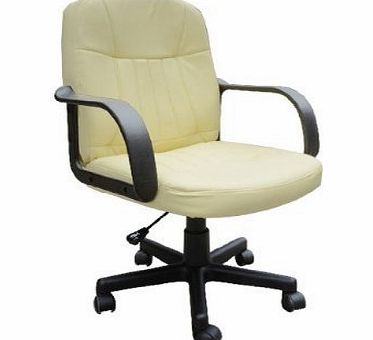 Homcom Swivel Executive Office Chair PU Leather Computer Desk Chair Office Furniture- Cream/White