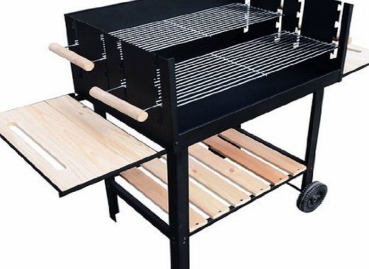 Trolley Charcoal BBQ Barbecue Grill Patio Outdoor Garden Heating Heat Smoker 138x52.5x101cm