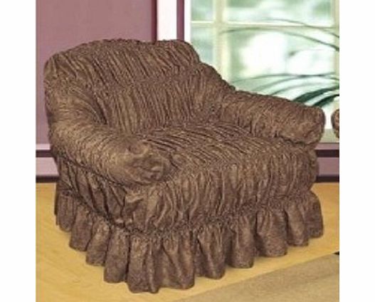 Home Comforts CHOCOLATE Jacquard Arm Chair Cover - Universal Elastic Fitting (better than a throw) HC