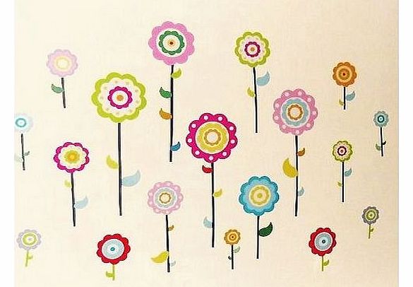 Home Decor FLOWERS Childrens Wall Stickers for Girls Bedroom or Childrens Playroom, Babies Nursery (Kids Stickarounds)