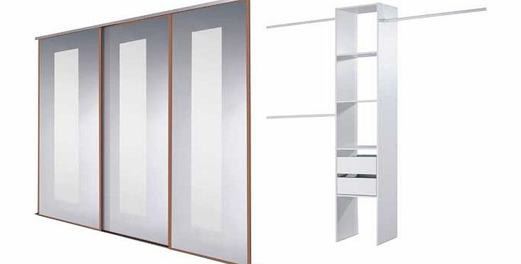 Home Decor Innovations Oak Frame Mirror Sliding Wardrobe Door Basix Kit