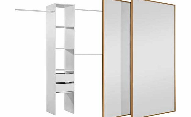 Home Decor Innovations Oak/Mirror Sliding Wardrobe Door and Interior