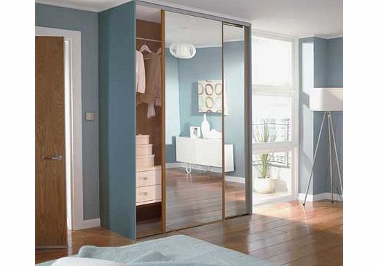 Home Decor Innovations Oak Mirror Sliding Wardrobe Door Aura Kit - 2x24