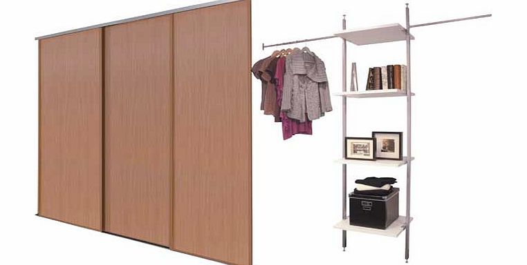Home Decor Innovations Oak Panel Sliding Wardrobe Door Aura Kit - 3x30