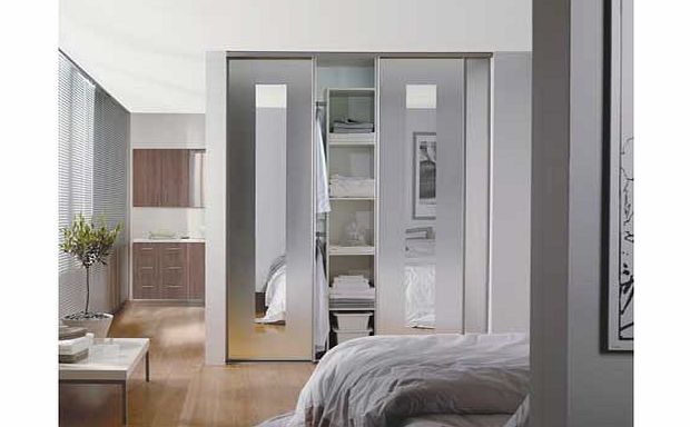 Home Decor Innovations Silver Frame Mirror Sliding Wardrobe Door Basix
