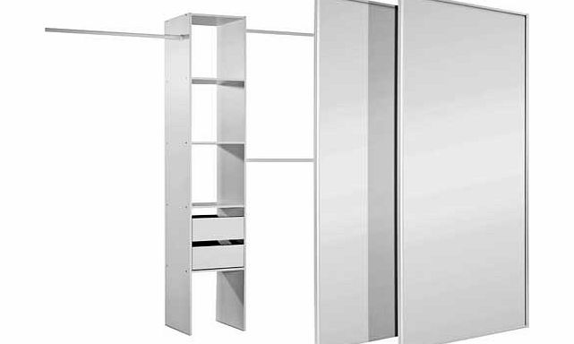 Home Decor Innovations White/Mirror Sliding Wardrobe Door and Interior