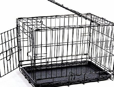 Home Discount Pet Cage With Tray, Folding Dog Puppy Animal Crate Vet Car Training Carrier Metal, 18 inch