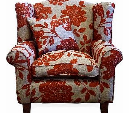 Wing Back Armchair - Lounge Furniture - Fireside Chairs - Manilla Red Fabric - Home Life Direct