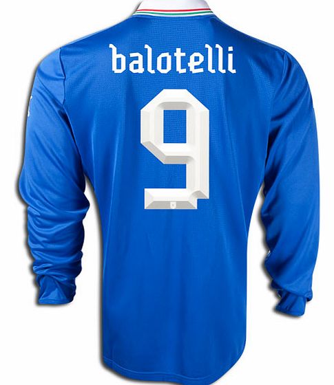 Puma 2012-13 Italy Long Sleeve Home Shirt (Balotelli 9)