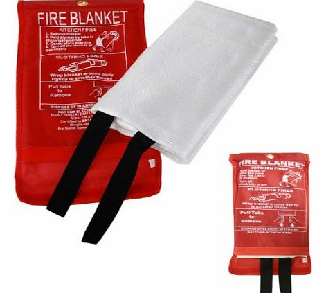 1m x 1m Large Fire Safety Blanket Quick Release Strap Home Kitchen & Office