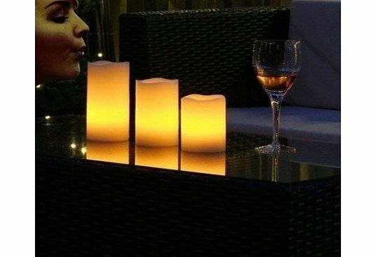 Home Smart Flameless Candles LED x3 Different Sizes Vanilla Fragrant Remote Controlled