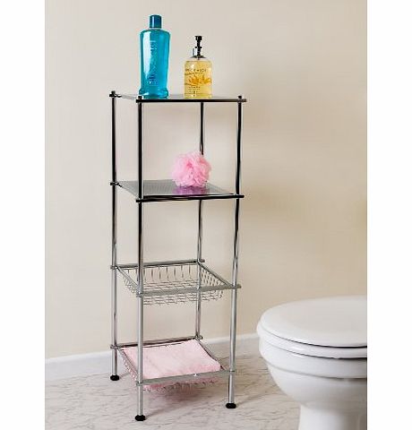 HOME SOLUTIONS BATHROOM/KITCHEN STORAGE-LEO 4- TIER K/D RECT RACK-CHROME FINISH-We deliver to main land UK,EXCEPTIONS Channel Islands,Scotish Highlands and Ireland.