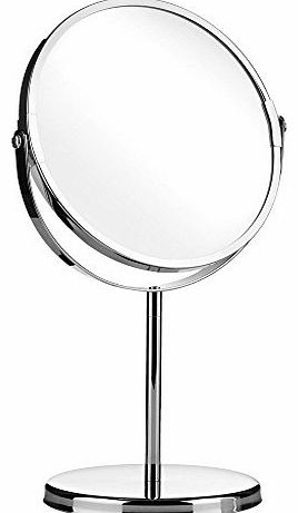 Round Swivel Table Mirror on Stand/Free Standing Bathroom Shaving & Makeup Mirror-Chrome