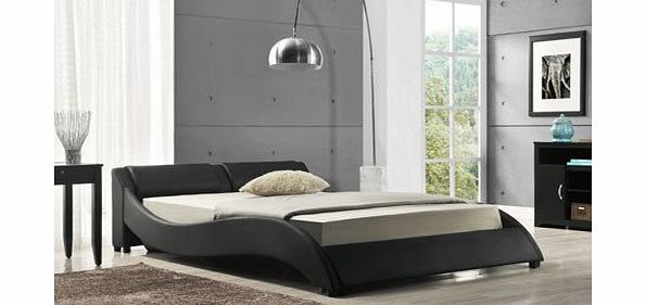 HomeArena Bergamo Italian Faux Leather Bed (Black, Double)