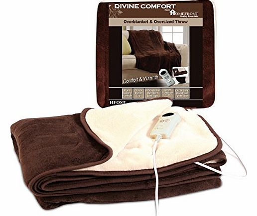 HOMEFRONT  Luxury XL Family Size Reversible Electric Heated Chocolate/Cream Throw (130 x 200cm)