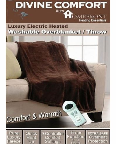 HOMEFRONT  Pure Luxury Soft Washable Electric Heated Chocolate Throw (160 x 130 cms)