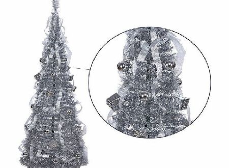 Homegear 5ft Tinsel Decorated Artificial Christmas Tree Silver