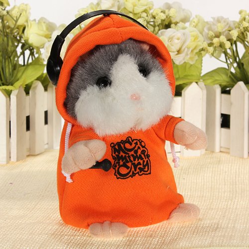 Orange DJ Rap Mimicry Pet Talking Electronic Hamster Plush Toy Birthday Gift