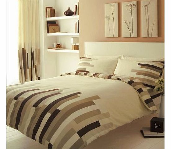 BROWN & CREAM PRINTED KING SIZE DUVET COVER BED SET