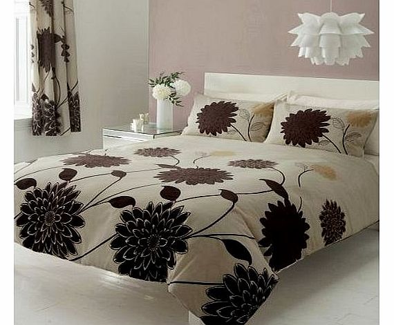 HOMEMAKER BEDDING BROWN FLOWER PRINT DOUBLE DUVET COVER BED SET