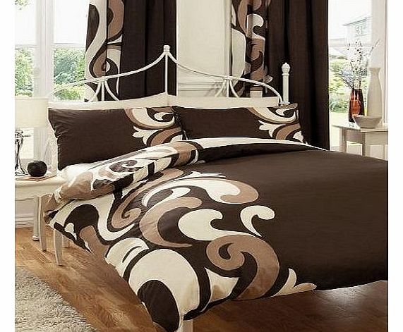 BROWN PRINTED KING SIZE DUVET COVER BED SET