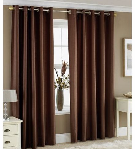 HOMEMAKER BEDDING CHOCOLATE BROWN FAUX SILK LINED CURTAINS WITH EYELET RING TOP 90 x 90``