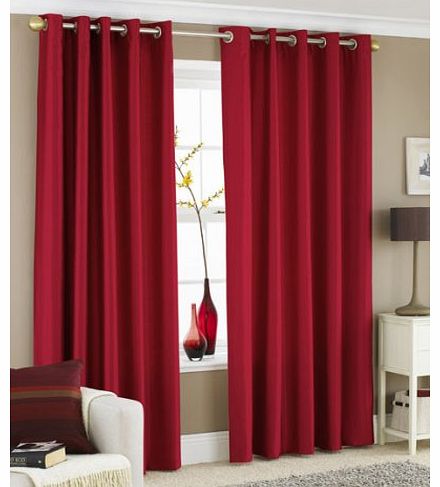HOMEMAKER BEDDING RED FAUX SILK LINED CURTAINS WITH EYELET RING TOP 90 x 90``