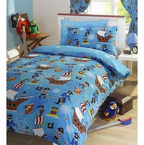 HOMEMAKER BEDDING SINGLE SIZE - BLUE DUVET COVER BED SET - PIRATES DESIGN