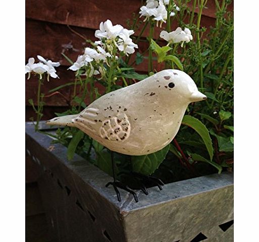 Homes on Trend Bird Ornament Painted Metal Shabby Finish Pale Green Rustic Garden Accessory