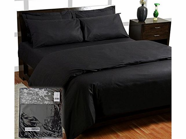 Homescapes 200 Thread Count Ultrasoft - Plain Black Duvet Cover - Single - 1 Housewife Pillowcase included - 100 Egyptian Cotton, Anti Dust Mite.