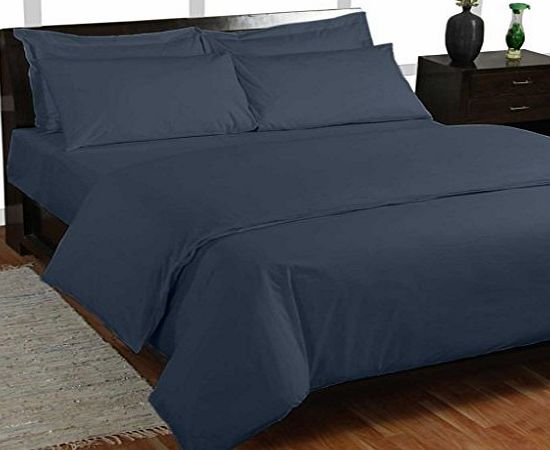Homescapes 200 Thread Count Ultrasoft - Plain Navy Blue Fitted Sheet - Super King Size - 100 Egyptian Cotton Percale, Anti Dust Mite.