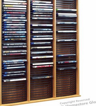 HomeStore Global Cornelius CD /DVD Blu Ray and Video Game dvd storage rack oak finish 106.5 x 72.5 x 17 cm Hold up to 135 DVD