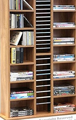 HomeStore-Global Xmas Holiday Gift, Carson CD/DVD Book and Game DVD box Rack oak finish 113 x 63 x 20 cm Hold up to 312 CDS