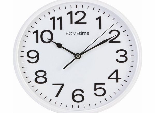 Hometime Stylish White Bold Classic Quartz Wall Clock Non Ticking Silent Sweeping Seconds